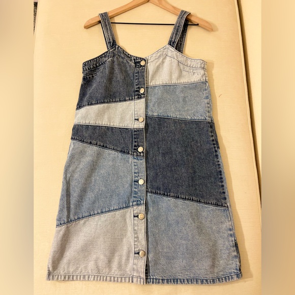 Gap Dress - Women's XS Extra Small Denim Blue Jean - Patchwork Sundress Mini - Picture 2 of 10